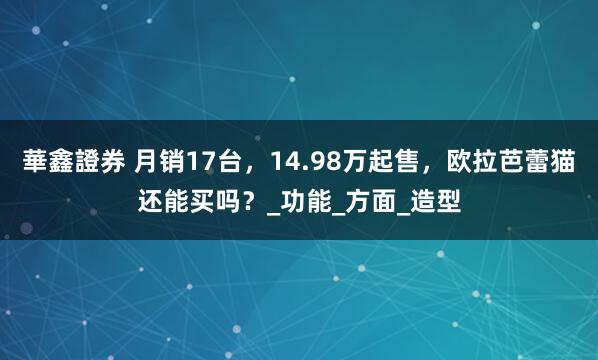 華鑫證券 月销17台，14.98万起售，欧拉芭蕾猫还能买吗？_功能_方面_造型